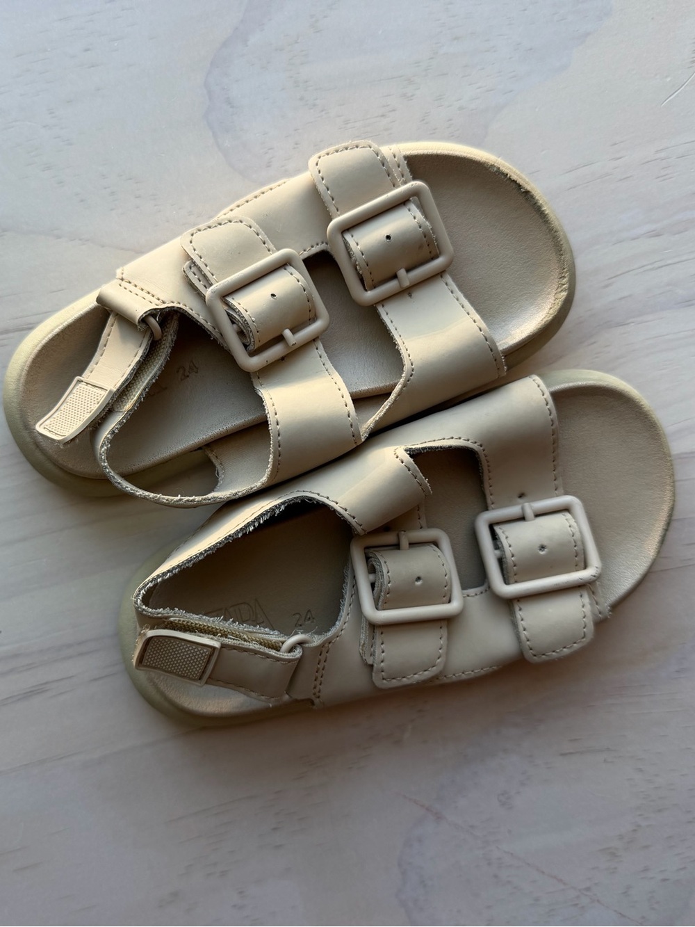 Zara Kids Cream Double-Buckle Sandals